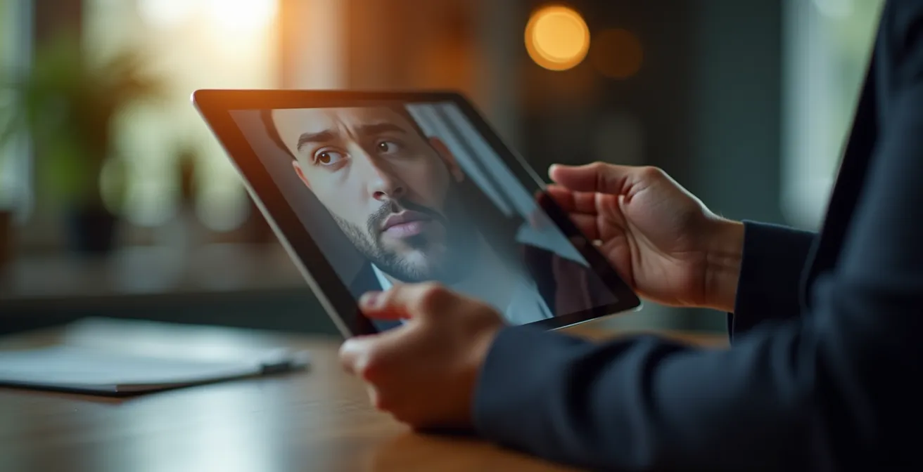 Gros plan sur les mains d'un expert cybersécurité analysant des données de vulnérabilité sur tablette