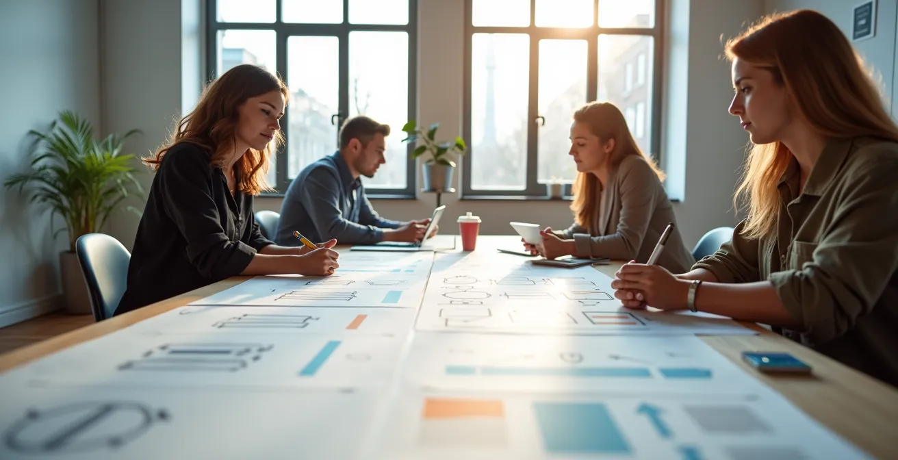 Création d'un manuel opérationnel visuel avec schémas et checklists dans un environnement de travail collaboratif