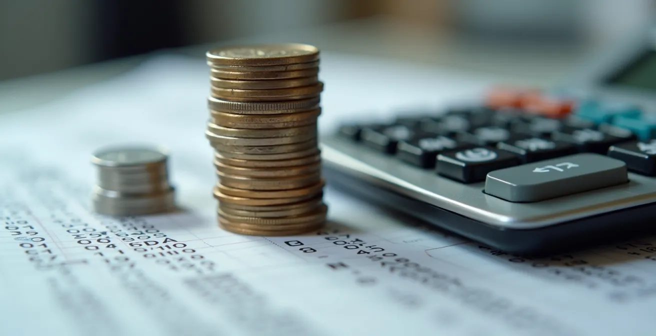 Optimisation des coûts en franchise avec vue macro de documents financiers et calculatrice