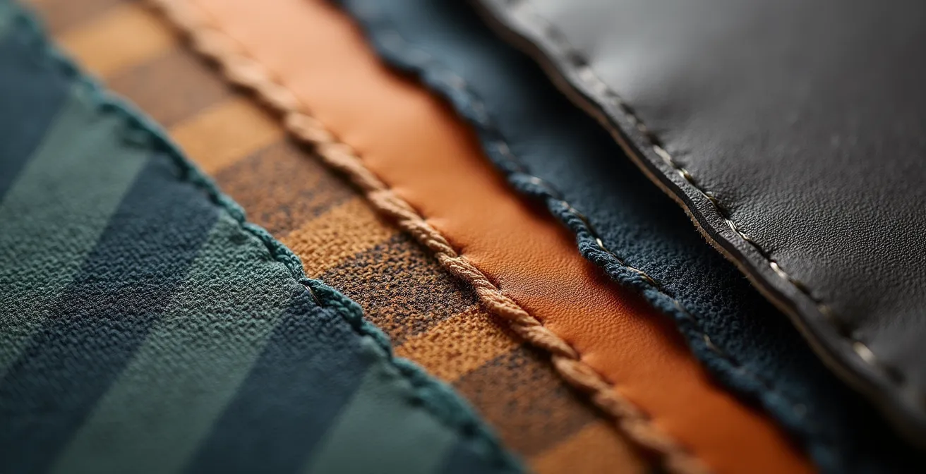 Détail macro de textures et matériaux premium symbolisant la valeur ajoutée sans augmentation de prix