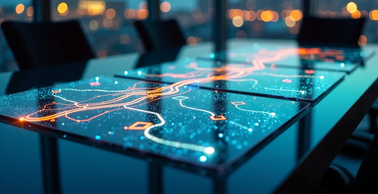 Visualisation de données de flux clients sur carte avec zones de chalandise et parcours types